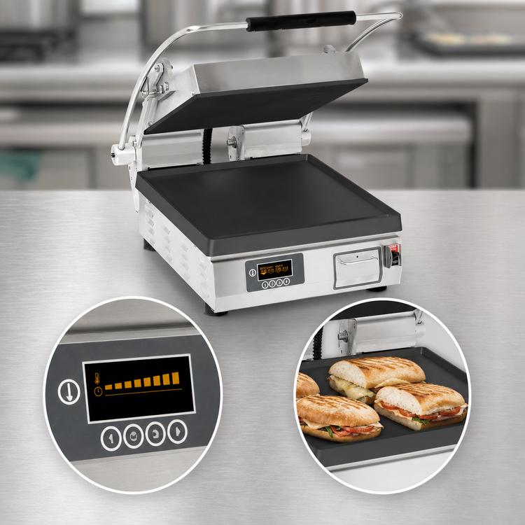 Product image #4 for Pro-Max 2.0 14.5-Inch Smooth Cast Iron Countertop Sandwich Grill with Electronic Controls and Timer