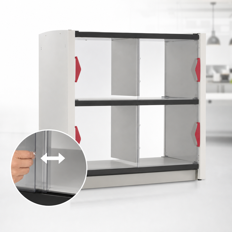 Product image #5 for Metro2Go 4-Compartment Pass-Thru Order Hot Station with Sliding Polycarbonate Doors