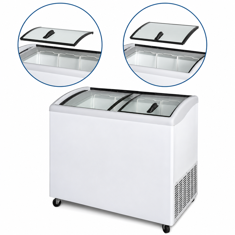 Product image #4 for Beverage-Air 42.5-Inch Angled Top Novelty Case Ice Cream Freezer with Removable Glass Lids