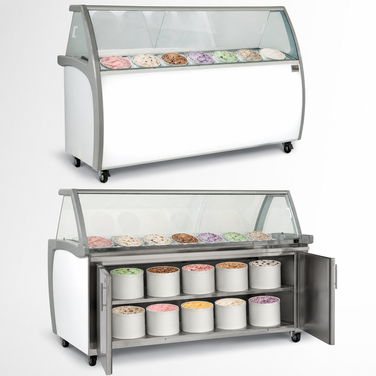 Product image #4 for Kelvinator Commercial 10-Tub Front-of-House Ice Cream or Gelato Dipping Cabinet, 67-3/4 Inch Wide
