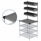 Thumbnail image #4 for Metro Chain Reaction CR2430DTPOS Drive-Thru POS & Staging Work Station, 30 x 24 x 74 in, 304 Stainless Steel Top, 15 Overhead Bins