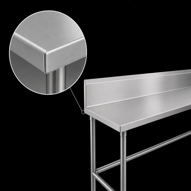 Product image #4 for Advance Tabco 108-Inch x 24-Inch 304 Stainless Steel Work Table with 10-Inch Backsplash
