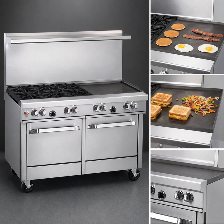 Product image #4 for Southbend Ultimate 48-Inch Gas Restaurant Range with 4 Burners, 24-Inch Griddle, and 2 Space Saver Ovens