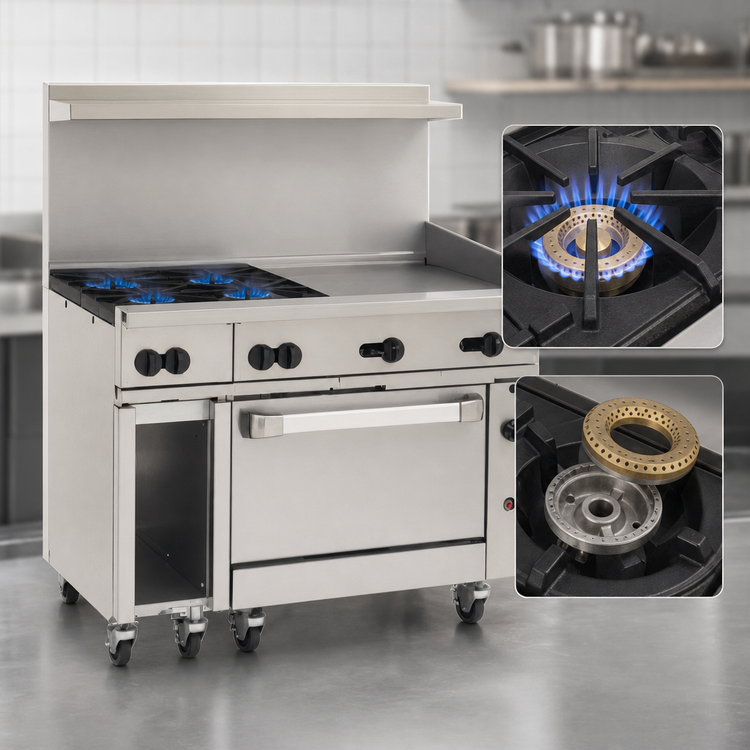Product image #4 for Wolf Challenger XL C48C-4B24GT 48-Inch Gas Restaurant Range with 4 Burners, 24-Inch Griddle, and Convection Oven