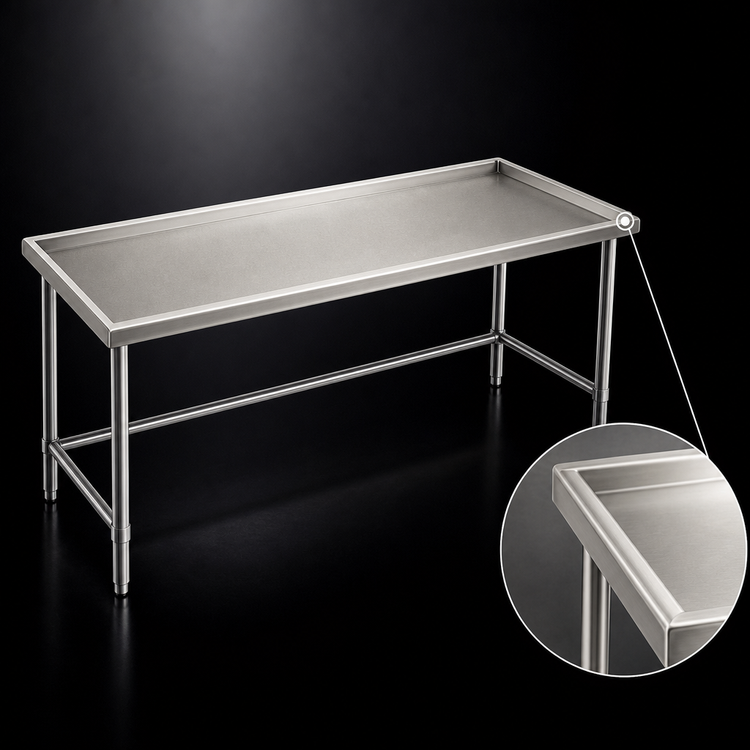 Product image #4 for Spec-Master Marine Series 108"W x 48"D Stainless Steel Work Table with Box Marine Edge