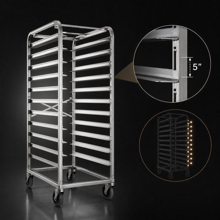 Product image #4 for Baxter Stainless Steel Single End Load Rack for Single Rack Ovens, 12 Slides