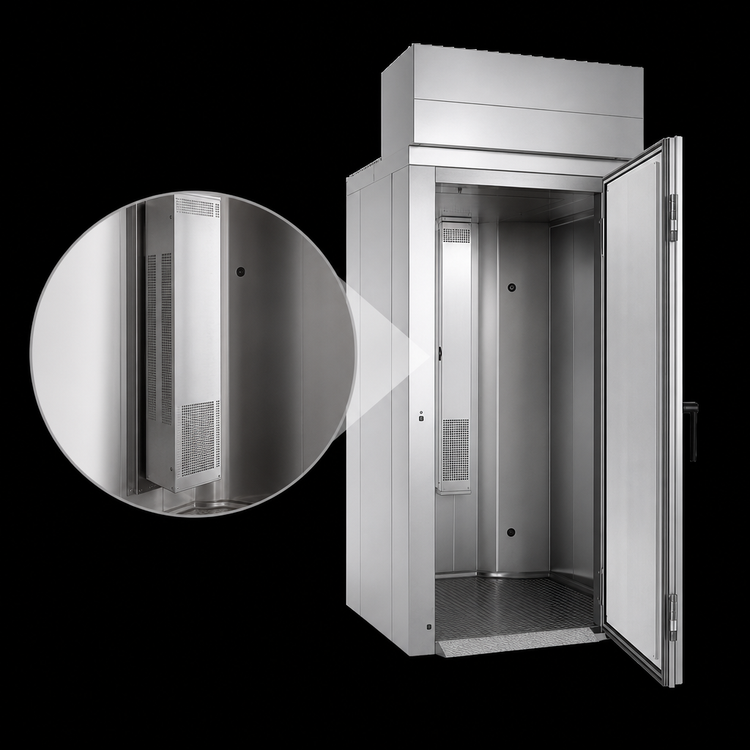Product image #4 for Baxter RPW1S Single Wide Roll-In Retarder/Proofer Cabinet, 100.5-Inch Interior Depth, Electric Heat, Remote R448A Refrigeration, With Floor