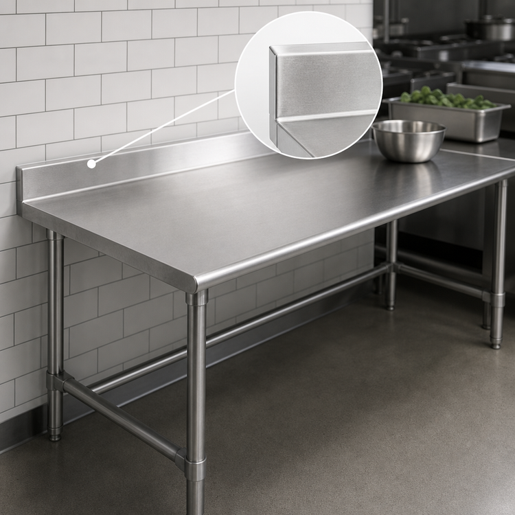 Product image #4 for Eagle Group Budget Series 144-Inch x 30-Inch Stainless Steel Work Table with 4-1/2-Inch Backsplash and Tubular Base