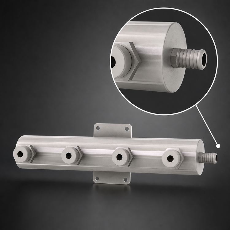 Product image #4 for 4-Station Beer Dispensing Manifold with 1/2 Inch Barb Inlet