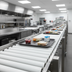 Thumbnail image #3 for Dinex DXIESRC8 Cantilever-Style 8 ft. Tray Make-Up Conveyor with PVC Rollers