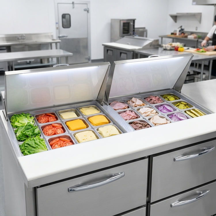 Product image #3 for Continental Refrigerator Designer Line 60" Mighty Top Two-Section Sandwich Unit with 4 Drawers