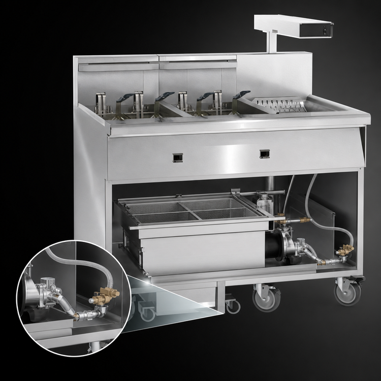 Product image #4 for Imperial 6-Battery Electric Floor Model Fryer with Built-In Filter System and Dump Station