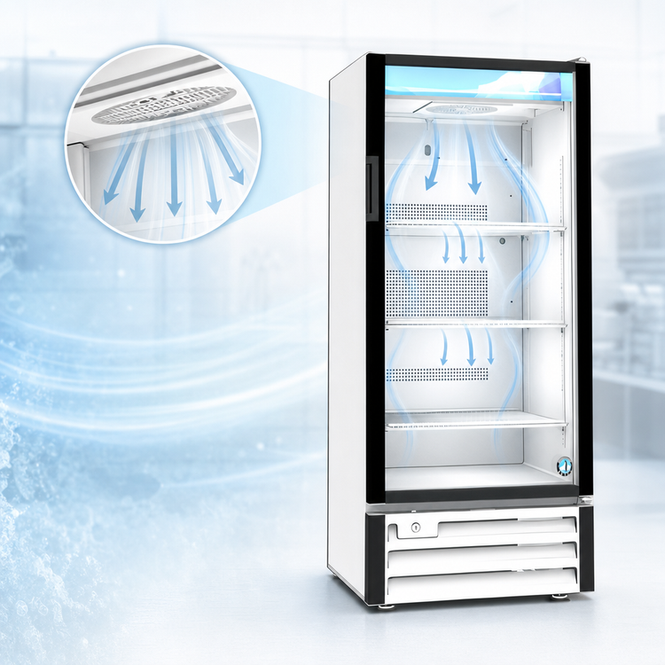 Product image #4 for Hoshizaki RM-10-HC-WHT 1-Section Reach-In Glass Door Merchandiser Refrigerator, 8.75 Cu. Ft., Bottom-Mount, White