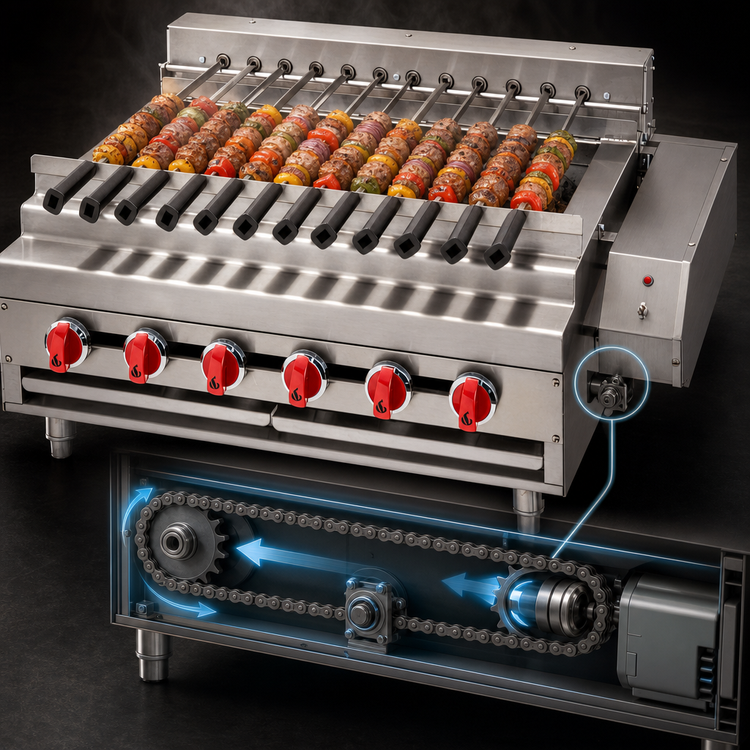 Product image #4 for American Range ARKB-72-R Countertop Gas Rotisserie Kebob Broiler, 78-Inch Wide, 28-Skewer Capacity