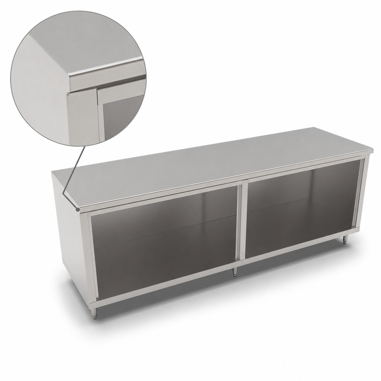 Product image #4 for John Boos 120-Inch x 24-Inch Open Front Stainless Steel Modular Base Work Table with 16-Gauge Top