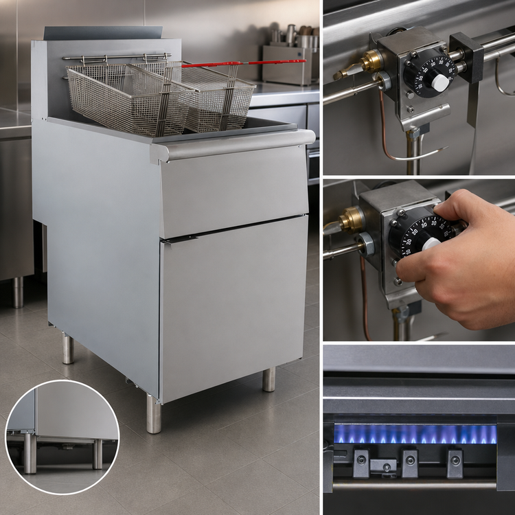 Product image #5 for General 70 lb. Liquid Propane Floor Fryer with Millivolt Controls, 150,000 BTU
