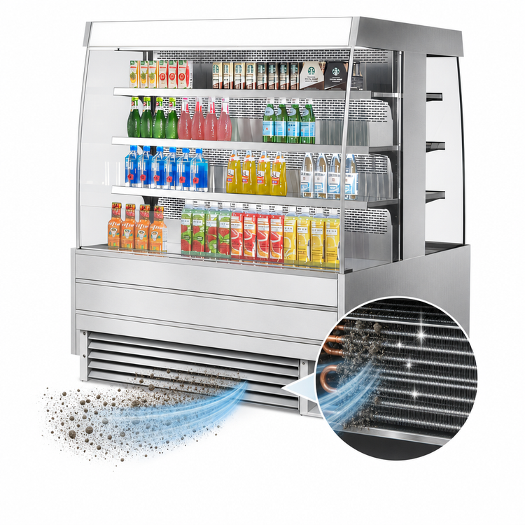 Product image #4 for Turbo Air Open Curved Island Display Self-Serve Refrigerated Merchandiser, 17.6 Cu. Ft., Stainless Steel, 220V