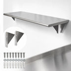 Thumbnail image #4 for BK Resources PTS-24108 Single Wall-Mounted Pass-Through Shelf, 108 x 24 Inches, 304 Stainless Steel, 8-Inch Maximum Wall Thickness