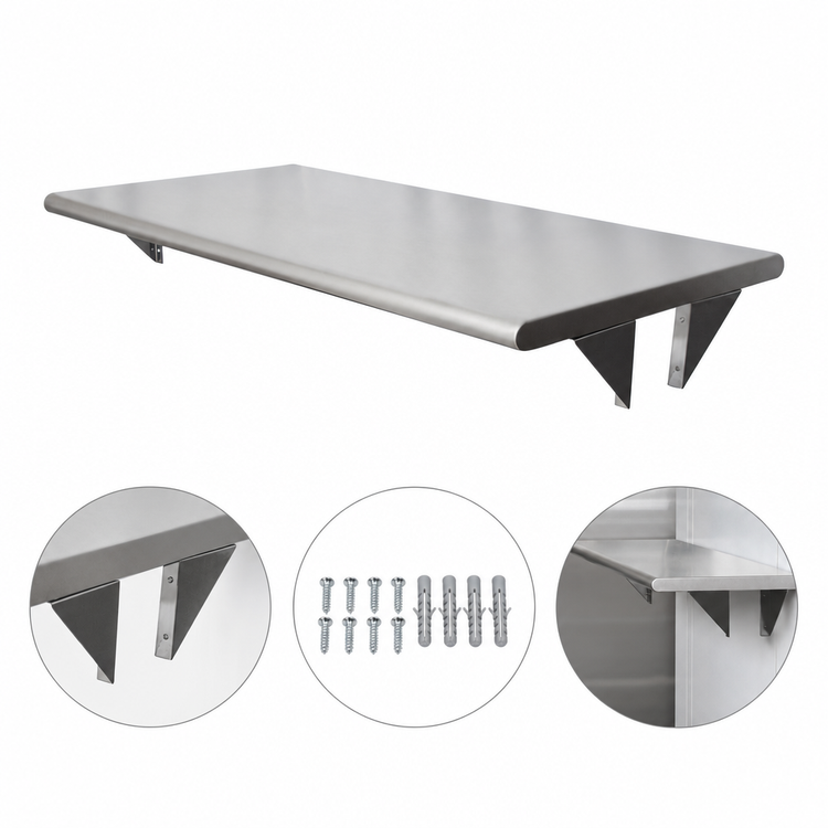 Product image #4 for BK Resources 36 x 24 Inch Pass Through Shelf with 8 Inch Max Wall Thickness and Stainless Steel Top