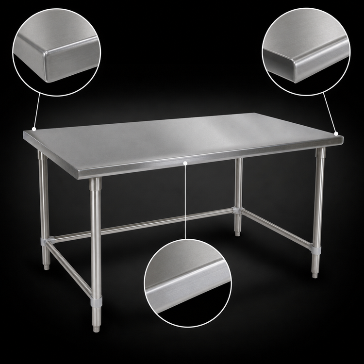 Product image #4 for John Boos Stallion 84" x 30" 14-Gauge Stainless Steel Flat Top Work Table with Safety Edge
