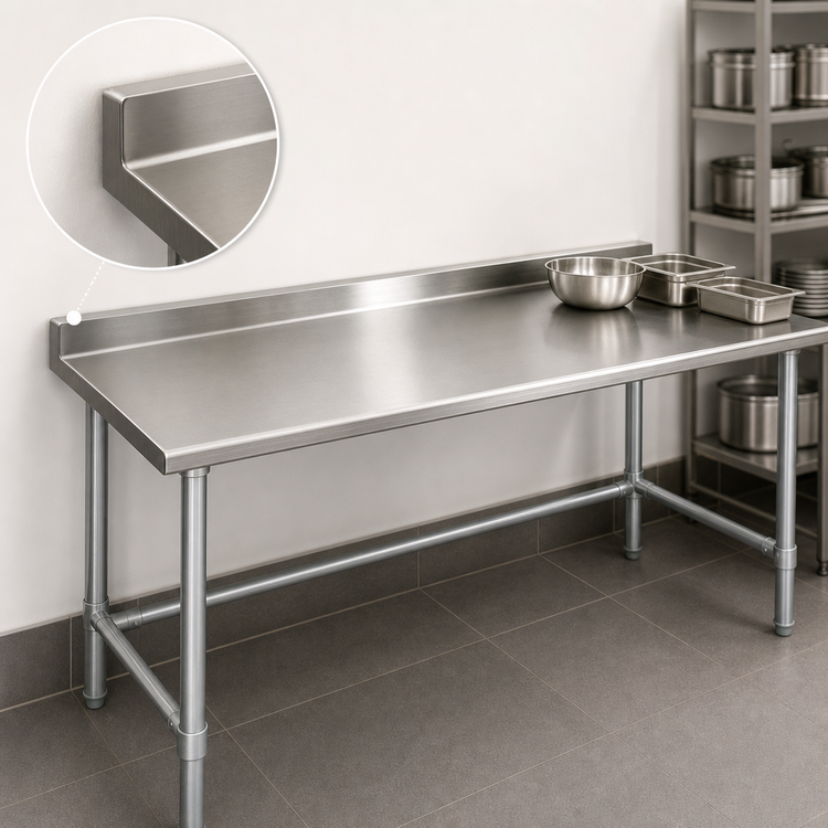 Product image #4 for Eagle Spec-Master 144" x 36" Stainless Steel Work Table with 1-1/2" Rear Upturn and Galvanized Tubular Base
