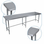 Thumbnail image #4 for BK Resources VTTOB-8424 84 x 24-Inch Open-Base Stainless Steel Work Table, 18-Gauge 430 Stainless Top, Galvanized Bracing