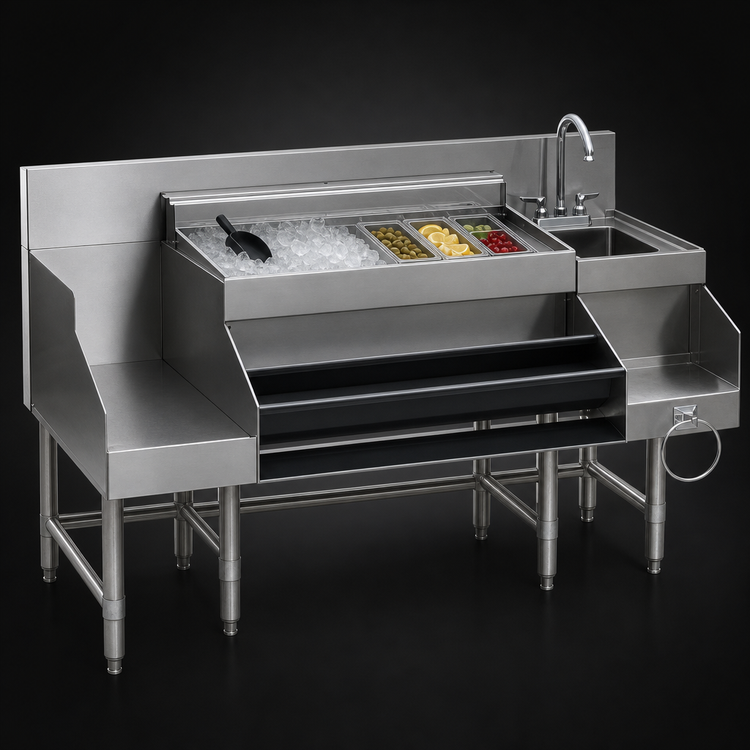Product image #4 for Spec-Bar CCS-66-3 66" Underbar Ice Bin Cocktail Station with Blender Station
