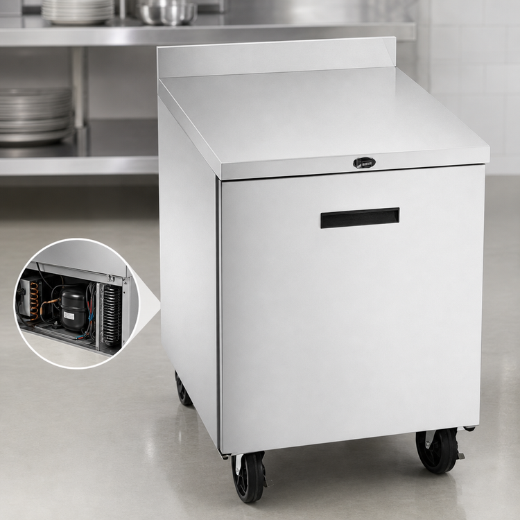 Product image #4 for Randell 27-Inch One-Section Undercounter Reach-In Freezer, 5.7 Cu. Ft., Left-Hinged Solid Door, Self-Contained R290