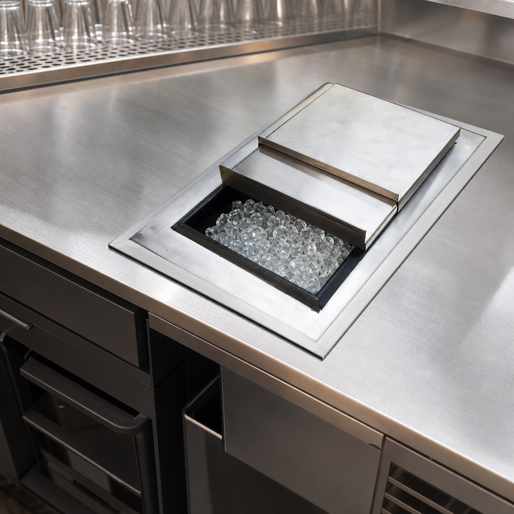 Product image #4 for BK Resources Drop-In Ice Bin with 7-Circuit Cold Plate, 28 x 20 Inch, Stainless Steel