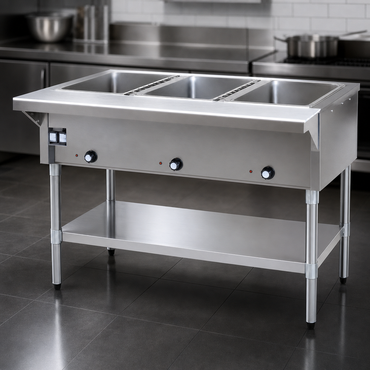Product image #4 for Eagle Group Electric Open Base Hot Food Table, 48 Inch, 3 Dry Wells, 240V