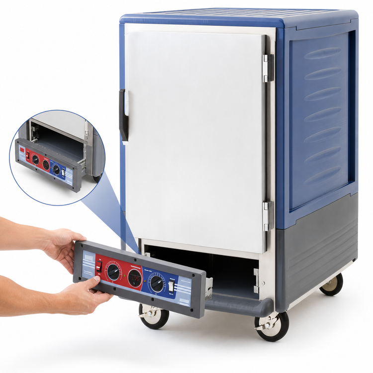 Product image #4 for Metro C5 3 Series Half-Height Heated Holding and Proofing Cabinet with Solid Door and Fixed Wire Slides, Blue Insulation Armour