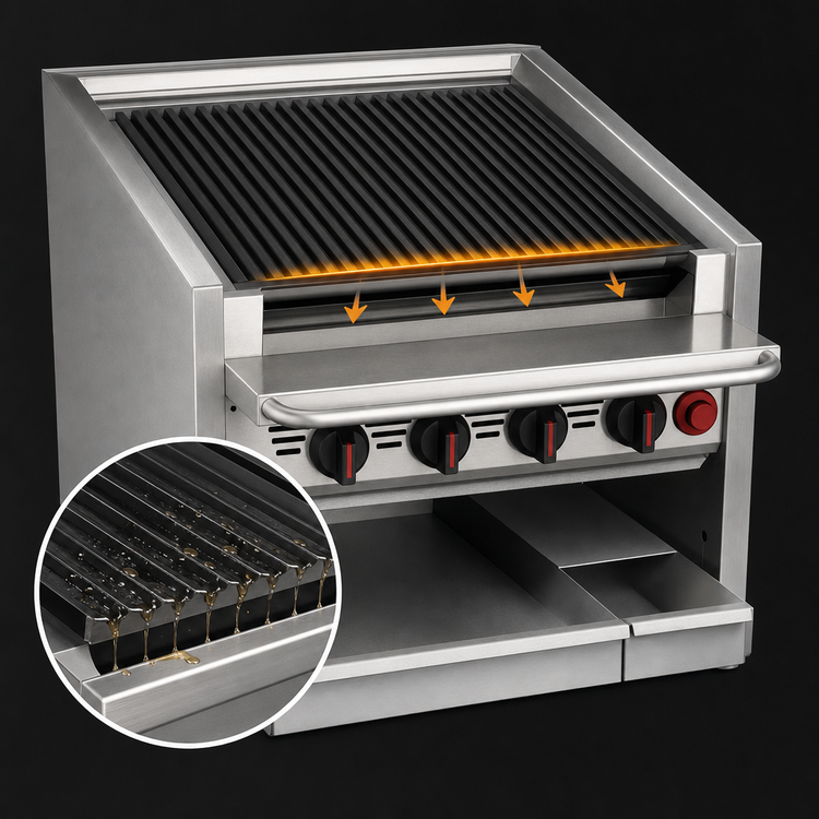 Product image #4 for Magikitch'n 36-Inch Countertop Gas Radiant Charbroiler with Free-Floating Round Rod Top Grate