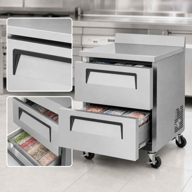Product image #4 for Turbo Air Super Deluxe 1-Section Stainless Steel Drawer Worktop Freezer, 7.0 Cu. Ft.