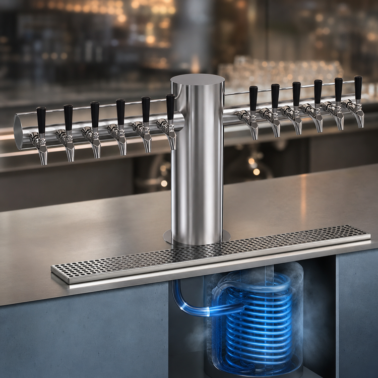 Product image #4 for Krowne Max-T Style Countertop 12-Faucet Glycol-Cooled Beer Tower, Brushed Stainless Steel