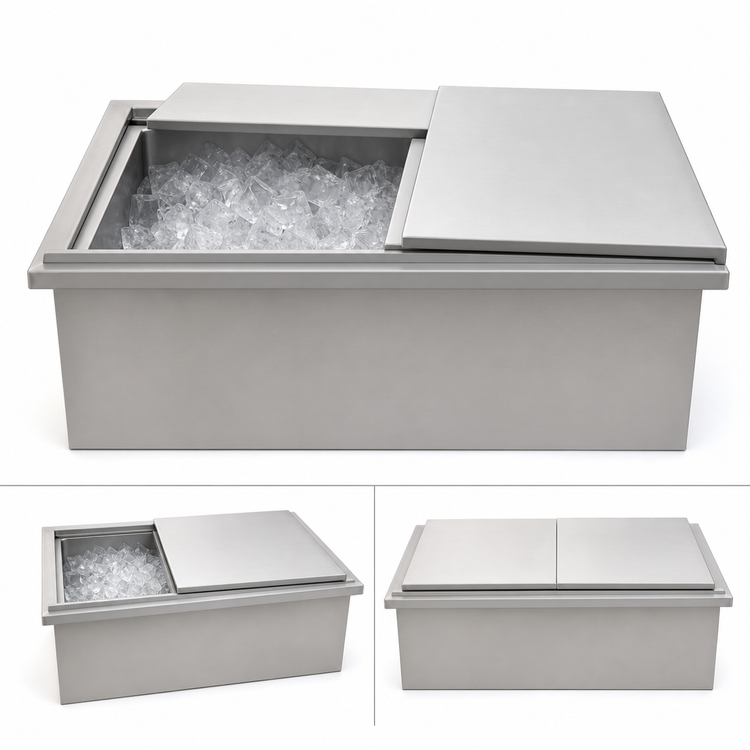 Product image #4 for Eagle Spec-Bar 20 x 30 Inch Drop-In Ice Chest, 121 lb Capacity, Sliding Stainless Steel Cover, Without Cold Plate