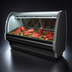 Thumbnail image #4 for Howard-McCray 40E Series Full-Service Endless Design Double-Bend Curved Glass Red Meat Service Case, 51.5 Inch Wide, Self-Contained, Black Exterior / White Interior