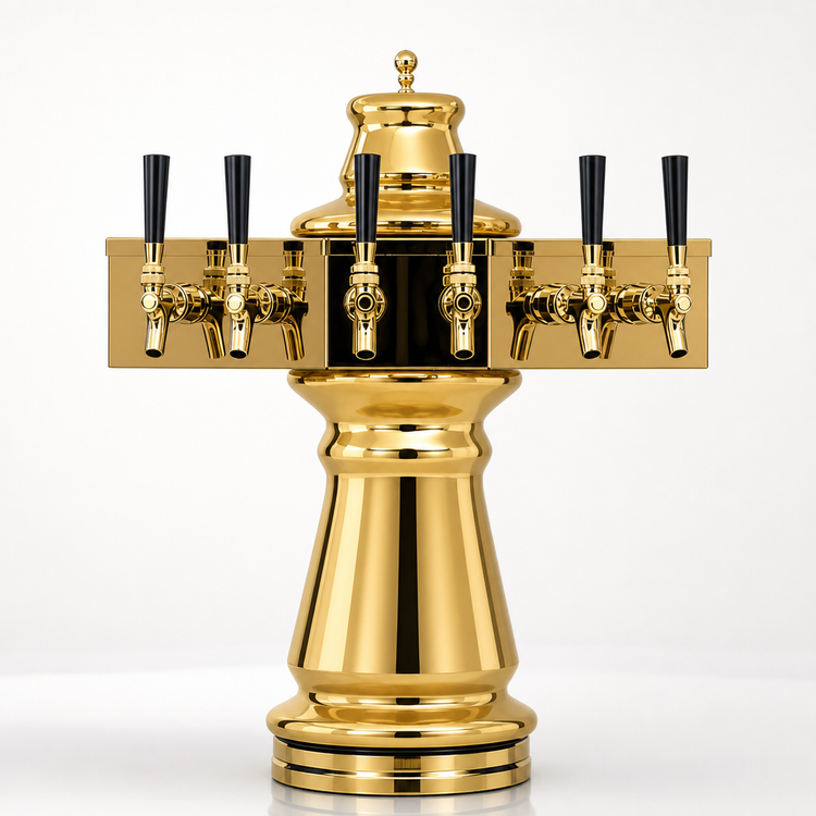 Product image #4 for Glastender Vienna 4-Faucet Polished Brass Glycol-Cooled Draft Dispensing Tower
