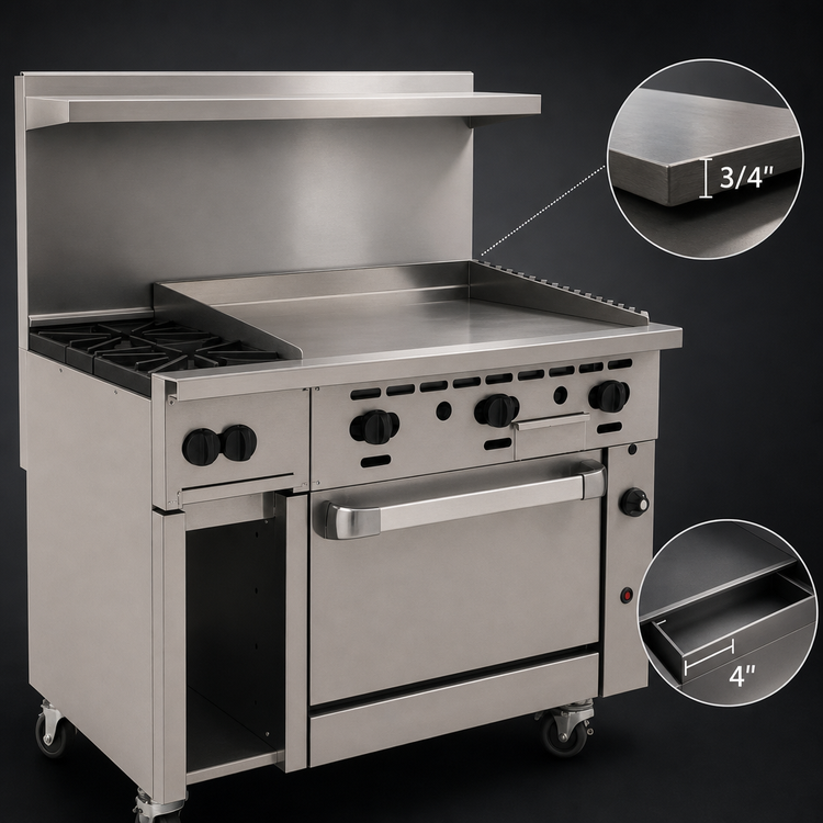 Product image #4 for Wolf Challenger XL 48-Inch Gas Restaurant Range with 2 Open Burners, 36-Inch Griddle, and Standard Oven