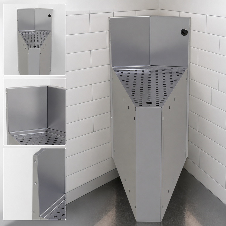 Product image #4 for Glastender CIWB-20 Underbar Inside Wedge Corner Drainboard with Backsplash, 20° Angle, 24-Inch Deep, Stainless Steel, No Legs