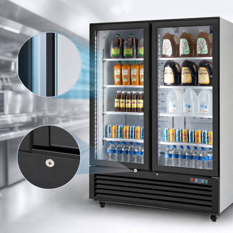Product image #4 for Migali Competitor Series 49 Cu. Ft. Two-Section Hinged Glass Door Refrigerator Merchandiser