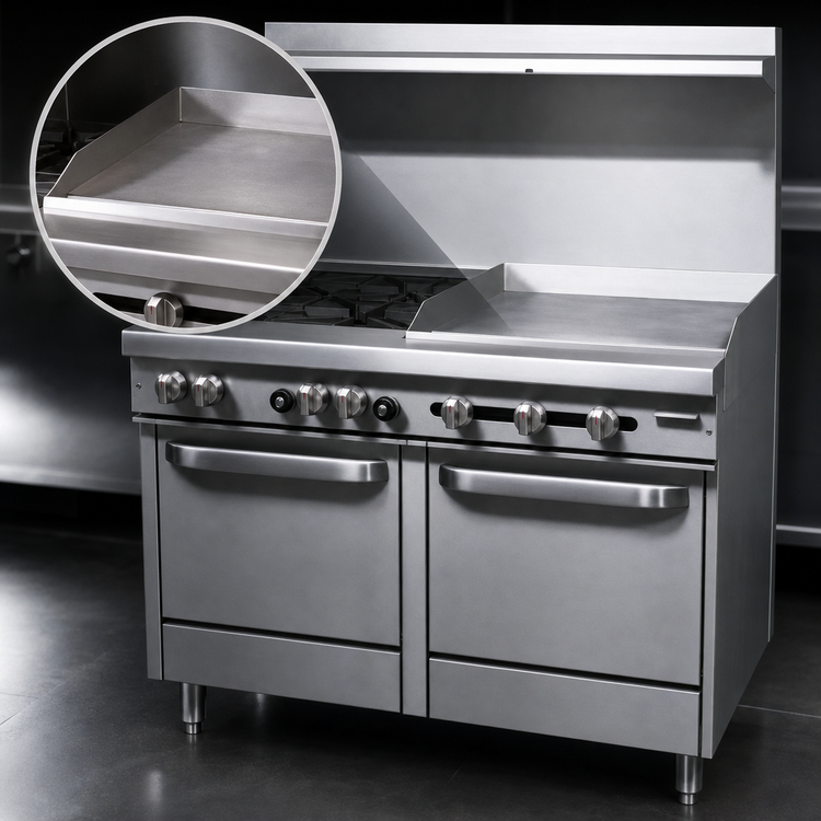 Product image #4 for Southbend S-Series 48-Inch Commercial Gas Restaurant Range with 2 Open Burners, 36-Inch Griddle, Standard Oven and Cabinet Base