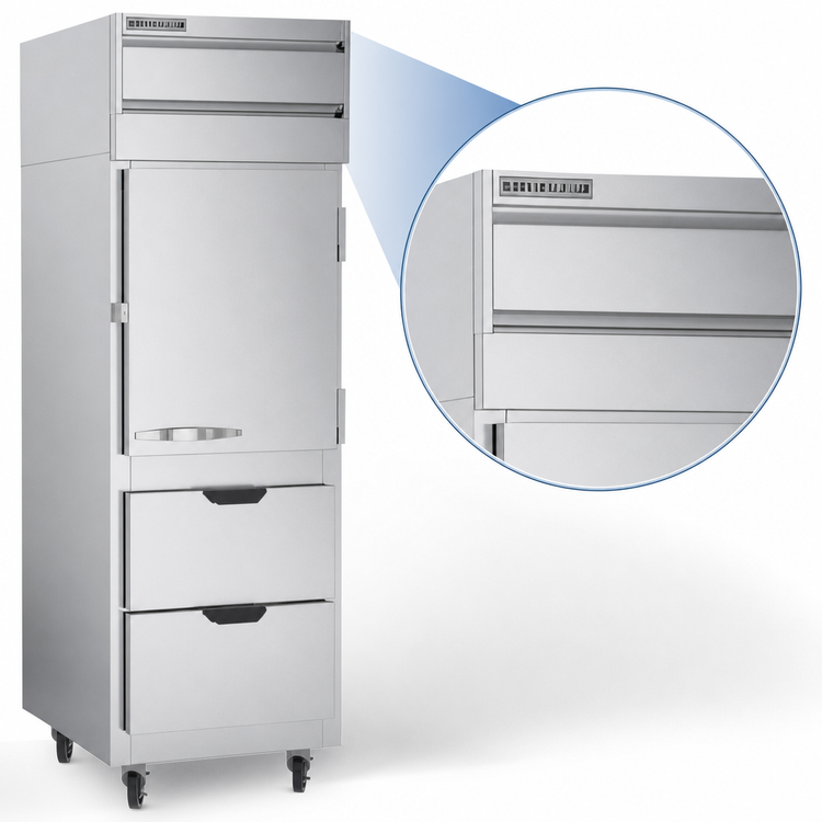 Product image #4 for Beverage-Air Cross Temp 1-Section Reach-In Convertible Refrigerator/Freezer with 1 Solid Door, 2 Drawers, and 2 Shelves