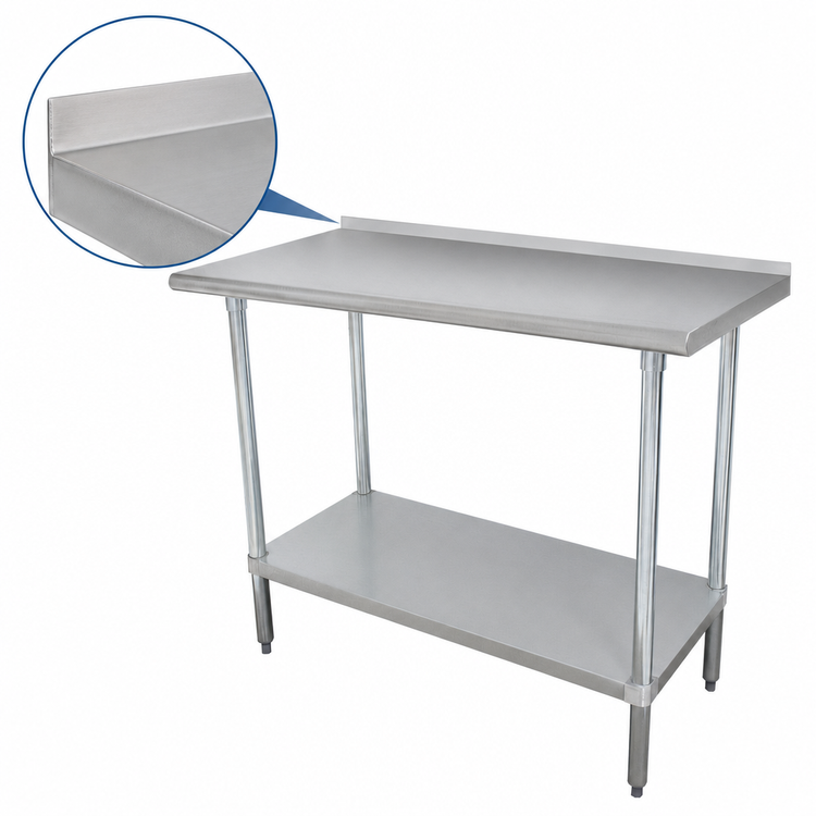 Product image #4 for Advance Tabco 144 Inch x 24 Inch Stainless Steel Underbar Work Table with Undershelf and Rear Up-Turn