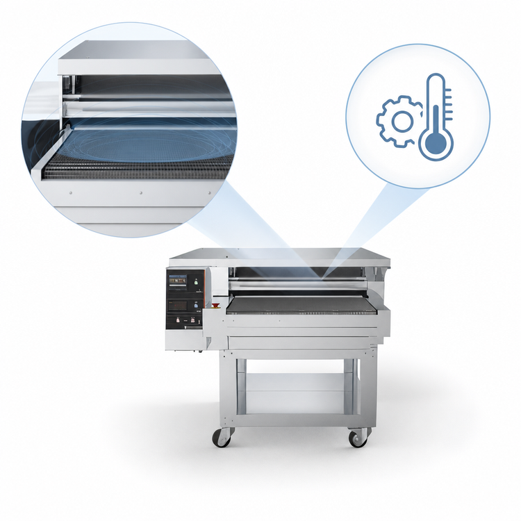 Product image #5 for Pizza Group Dragon D32G-RL Right-to-Left Gas and Electric Stone Conveyor Pizza Oven, 32-Inch Belt