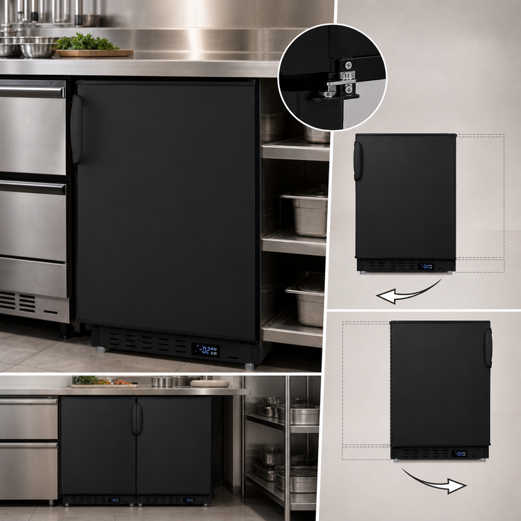 Product image #5 for Summit Commercial 2.68 Cu. Ft. Reach-In Undercounter All-Freezer with Reversible Solid Door, Black Exterior