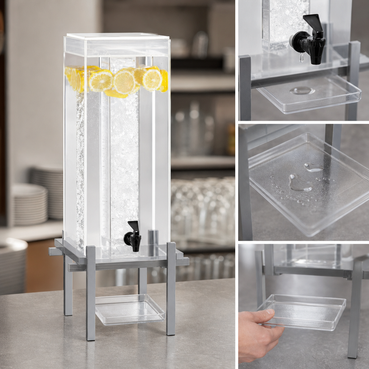 Product image #4 for Cal-Mil One by One 5 Gallon Single Acrylic Beverage Dispenser with Ice Chamber and Drip Tray