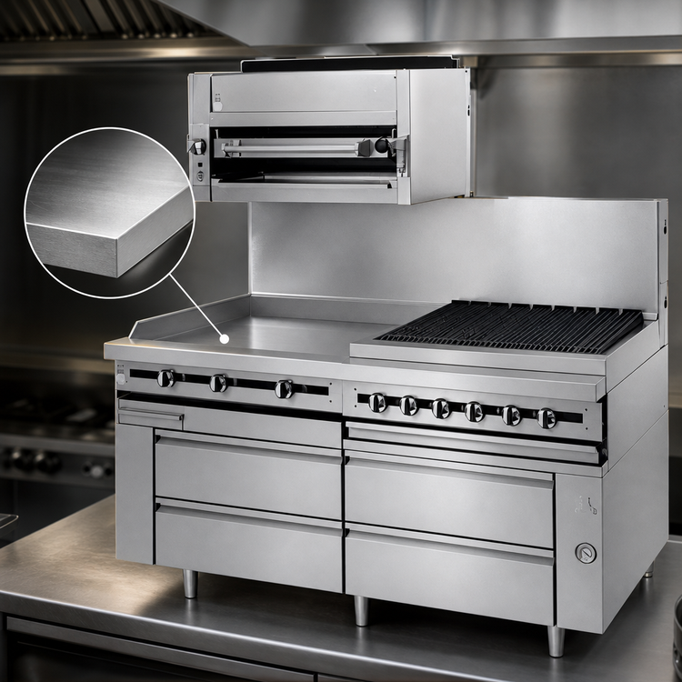 Product image #4 for Titan Heavy Duty 12-Inch Modular Gas Griddle Top Section with Thermostatic Controls and 1-Inch Polished Steel Plate
