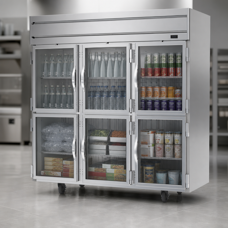 Product image #4 for Beverage-Air Horizon Series Three-Section Reach-In Display Freezer with Half Glass Doors, 69.1 Cu. Ft.