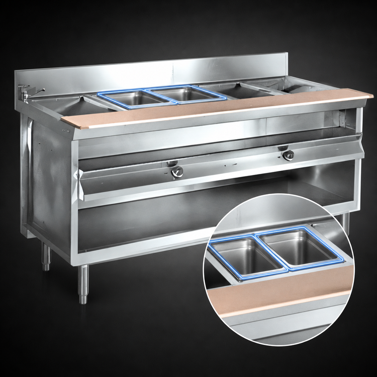 Product image #4 for La Rosa Refrigeration 30-Inch Electric Hot Food Table with 2 12 x 20 Openings and Open Cabinet Base