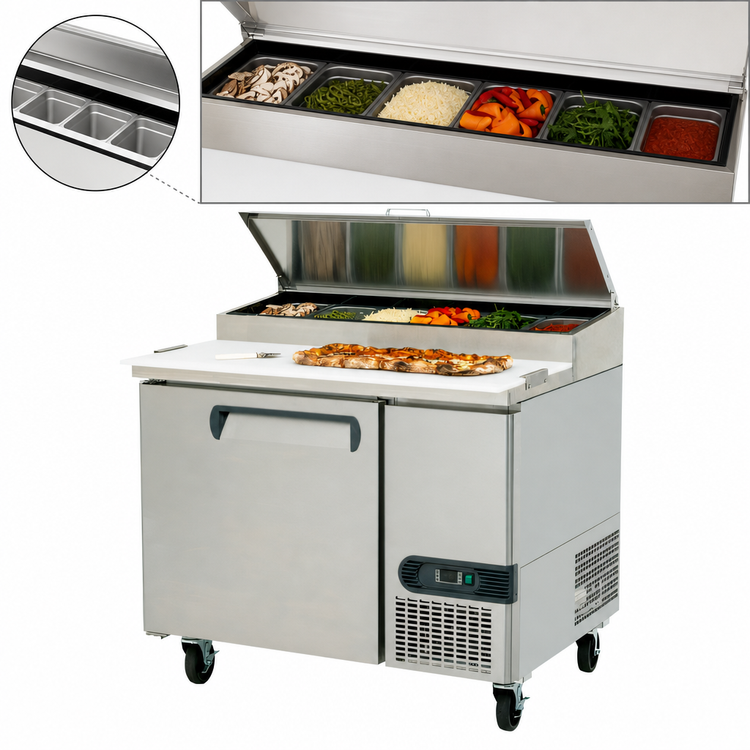 Product image #4 for Migali Competitor Series® 44-Inch Single-Section Refrigerated Pizza Prep Table
